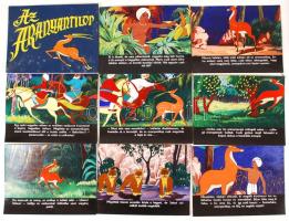 1963 Az Aranyantilop c. diafilm mese eredeti, megrajzolt táblái a gyártáshoz 40 db (komplett) 21x17 cm-es tábla szövegekkel, hozzá kézzel írt gyártási instrukciók. Kemény tartóban