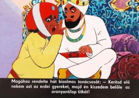 1963 Az Aranyantilop c. diafilm mese eredeti, megrajzolt táblái a gyártáshoz 40 db (komplett) 21x17 ...