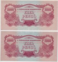 1944. 1000P "A Vöröshadsereg Parancsnoksága" (5x) egymásutáni sorszámmal T:II- hajtatlanok!  Hungary 1944. 1000 Pengő "Red Army" (5x) with sequential serial numbers C:VF unfolded! Adamo P48