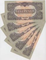 1944. 100P "A Vöröshadsereg Parancsnoksága" (12x) egymásutáni sorszámmal T:I-,II-,III hajtatlanok egy kivételével! Hungary 1944. 100 Pengő "Red Army" (12x) with sequential serial numbers C:AU,VF,F Only 1 folded! Adamo P47