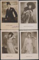 1918 Angelo: Mészáros Giza, Montagh Ilona, Góthné Kertész Ella, Kertész Dezső színészek portréi, 4 db fotóképeslap, ebből kettő postázva volt, 9x14 cm
