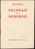 Béla Kossányi: Polonais et Hongrois. Paris, 1930. Félix Alcan. 28p.