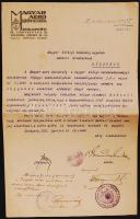 1921 Magyar Aero Szövetség hivatalos kérvénye a Magyar Királyi Tudomány Egyetem rektorának