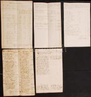 Védett! 1777-79 Melchior Hefele (Hevele Menyhért) (1716-1794) építész és Pozsonyi városi tanács költség számításai a Pozsonyi prímási palota munkálataira. 5 db kézzel írt írat / Protected! 1777-79 Melchior Hefele and the council of Pressburg calculations for the costs of the primal palace