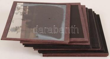 cca 1910 11 db vadász témájú és városképes üvegnegatív / 11 glass negatíves (hunter, town view)