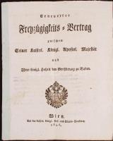 1808 Szabadkereskedelmi egyezmény (Ausztria-Baden) szövege / Freetrade contract between Austria and Baden 8p.