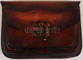 Fém csatos bőr övtáska / leather belt case 19x13 cm