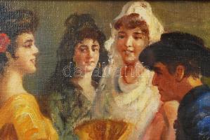 Burchard Bélaváry István (1864-1933):: Udvarló. Olaj, vászon, üvegezett keretben, 30×40 cm