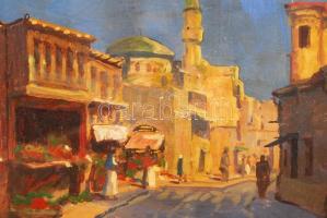 Zsigmond jelzéssel: Arab utcarészlet. Olaj, karton, üvegezett keretben, 25×35 cm