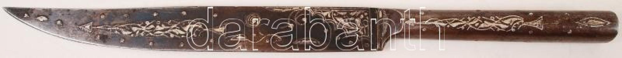 Ezüst (Ag) berakásos kés, h: 23 cm /
silver inlaid knife