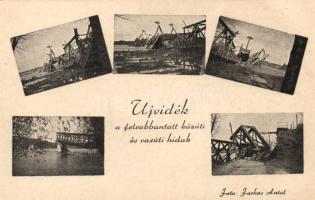 Újvidék, a felrobbantott közúti és vasúti hidak / destroyed bridges