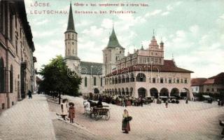 Lőcse, Kör tér, Katolikus templom, Városház / square, church, town hall