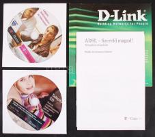 D-Link ADSL 2+ modem tartozékokkal, kábelekkel