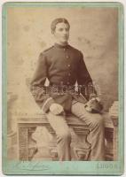 cca 1880 Katona, keményhátú fotó, 11x16 cm / cca 1880 Soldier, photo, 11x16 cm