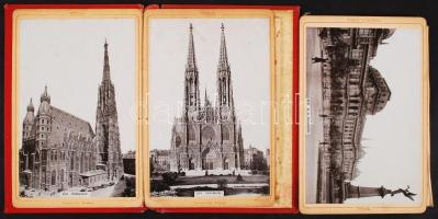 cca 1890 Bécs, keményhátú fotókból álló leporelló, 10 db fotó, aranyozott vászonkötésben, szétesett ...