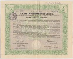 Budapest 1941. "4%-kal kamatozó állami nyereménykölcsön - államadóssági kötvény" 50P, 100P...