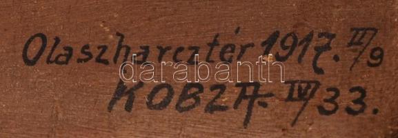 Kobza jelzéssel: Virágcsokor (Olaszharcztér 1917). Olaj, karton, keretben, 23×34 cm