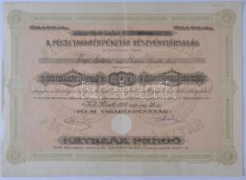 Pécs 1926. "Pécsi Takarékpénztár Részvénytársaság" részvénye 200P-ről T:II-,III