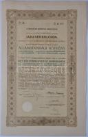 Budapest 1910. "A Magyar Korona Országai 4%-kal kamatozó Járadékkölcsön - Államadóssági Kötvény" 2400K-ról szelvényekkel, szárazpecséttel T:II-