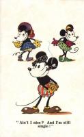 'Ain't it nice? And I'm still single' Mickey mouse, Disney postcard