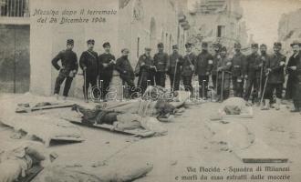 1908 Messina dopo il terremoto, Via Placida / dead bodies after the earthquake (fl)