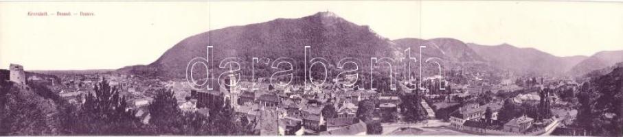 Brassó - 3 részes panorámalap, hátoldalán Cholnoky Jenő és társai aláírásával / 3-tile panoramacard