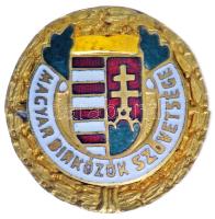 ~1925. "Magyar Birkózók Szövetsége" zománcozott és aranyozott gomblyuk-jelvény (20mm) T:1- Hungary ~1925. "Hungarian Wrestling Federation" enamelled and gold plated button-badge (20mm) C:AU