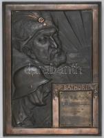 Bóna Kovács Károly (1897-1970) 1931. "Magyar Királyi Báthori István 7. Honvédkerékpáros Zászlóalj 10 Éves Fennállásának Évfordulója" nagyméretű bronz plakett (308x232mm) T:2 R! Hungary 1931. "10th Anniversary of the 7th Báthori István Honvéd Bicycle Battalion" large commemorative bronze plaque. Sign: Károly Bóna Kovács (308x232mm) C:XF R! HPII-442b