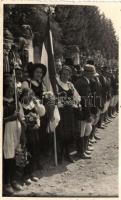 Csíkszereda, bevonulási emlék / memory for the entry of the Hungarian troops, photo, 'vissza' So. Stpl (ragasztónyom / gluemark)