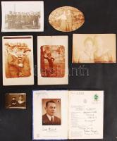 1916-1930 Matróz 6 db fényképe, későbbi Hajós Szolgálati könyve / 1916-1930 WW. I. navy soldier 6 photos and his shipman ID.