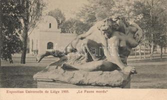 1905 Liege, Exposition Universelle, Le Faune mordu / exhibition, statue
