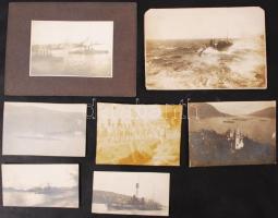 cca 1914-1918 Hadihajókról és tengerészekről készült fotók, 7 db, 9x5 és 15x10 cm közötti méretekben / cca 1914-1918 warships, photos