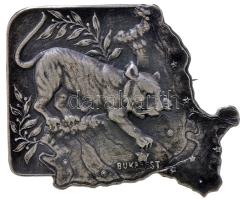 Osztrák-Magyar Monarchia 1916. "Tigris Brigád - Bukarest elfoglalása" ezüstözött vas sapkajelvény (36x42mm) T:2 Austro-Hungarian Monarchy 1916. "Occupation of Bucharest" silver plated iron cap badge (36x42mm) C:XF