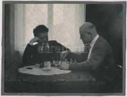 cca 1960 Sakkozók, fotó, 18x24 cm / cca 1960 Chess players, photo negative, 18x24 cm