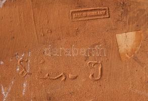 Szécsi könyvtámasz pár, kézzel festett, mázas kerámia, jelzett, apró máz hibák, m:19 (2×)