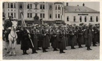 Léva, entry of the Hungarian troops, pharmacy, shop of Bernát, Slavia, vissza So. Stpl (wet damage)