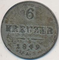 Ausztria 1849A 6Kr Ag T:2-
Austria 1849A 6 Kreuzer Ag C:VF