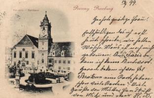 1899 Pozsony, Pressburg; Városháza / town hall (vágott / cut)