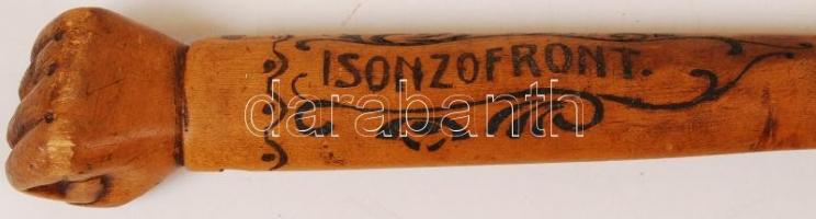 1914-1917 "Weltkrieg, Isonzofront" feliratú faragott ököl fejű bot R.T. monogrammal /
1914...