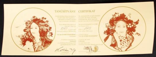 Hollóházi Faragó tálka és váza, kézzel festett, matricás, jelzett, hibátlan, 16×16 cm, m:22 cm