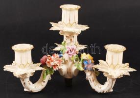 Dresden gyertyatartó, kisebb lepattanásokkal, kézzel festett, jelzett, négy ágú, m:35 cm