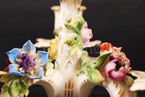 Dresden gyertyatartó, kisebb lepattanásokkal, kézzel festett, jelzett, négy ágú, m:35 cm