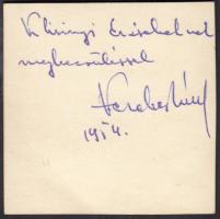 Verebes Károly (1920-1987) színész aláírása az őt ábrázoló fotón