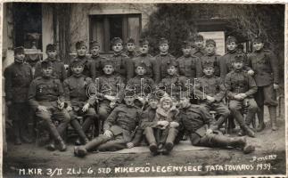 1939 Tata-Tóváros, M. kir. 3/II. zlj. g. szd. kiképző legénysége, photo (fl)