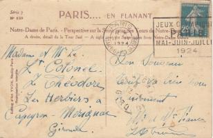 Postcard with olympic games advertising postmark, Képeslap a párizsi olimpia reklámbélyegzőjével