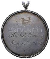 1841. augusztus 15. "Húber Ferencz" nevével gravírozott keresztelői ezüst medál, előoldalo...