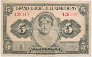 Luxemburg / Szövetsége megszállás 1940. 5F T:III Luxembourg / Allied occupation 1940. 5 Francs C:F