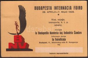 1928 BNV kártyanaptár esperanto nyelven / calendar in Esperanto