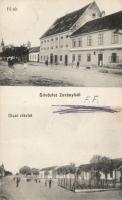 Zurány, Zurndorf; Főtér, utca; Spiegel Frigyes kiadása / main square, street