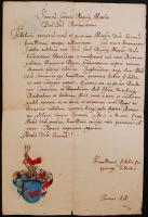 Védett! cca 1610 Ács (Ách) Tamás kérvénye II. Mátyás uralkodóhoz, nemesi cím és címer adományozására. A levélben a kérvényezett címer színes rajzával. A kért címert végül eltérő formában 1637-ben kapta meg a család / cca 1610 Petition by Thomas Acs adressed to King Matthias II. for a grant of arms. It includes in colour the suggested coat of arms which was modified when in 1637 the grant was made